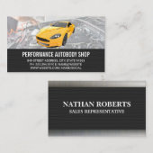 Gele auto | Mechanisch Visitekaartje (Voorkant / Achterkant)