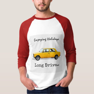 Gele Auto Vakantie Avontuur Reizen Thema XL Maat T-shirt