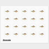 Gele baars (getiteld) ronde sticker (Vel)