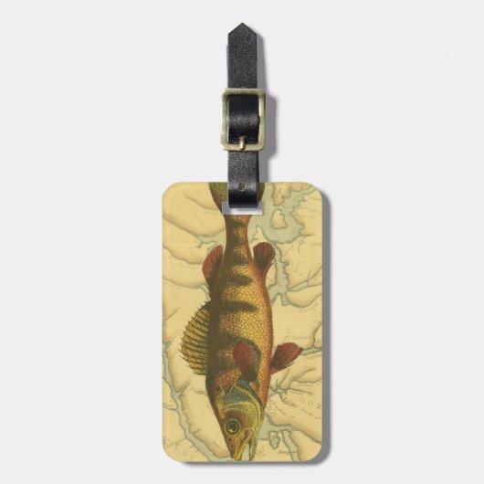 Gele baars op kaart bagagelabel (Voorkant verticaal)