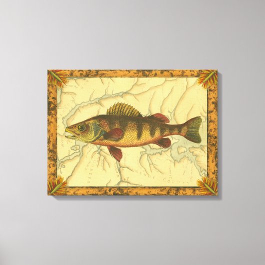 Gele baars op kaart canvas afdruk (Voorkant)