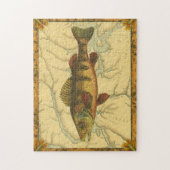 Gele baars op kaart legpuzzel (Verticaal)