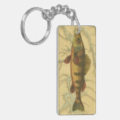 Gele baars op kaart sleutelhanger (Voorkant Links)