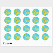 Gele Baby gans met lichtblauw water Ronde Sticker (Vel)
