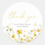Gele Baby in bloei bloemendouche gunst Sticker (Voorkant)