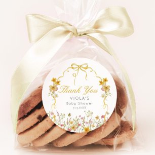 Gele Baby in Bloom Bow Dank u Ronde Sticker