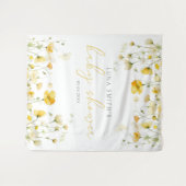 Gele Baby in Bloom Floral Baby shower Achtergrond Wandkleed (Voorkant (horizontaal))