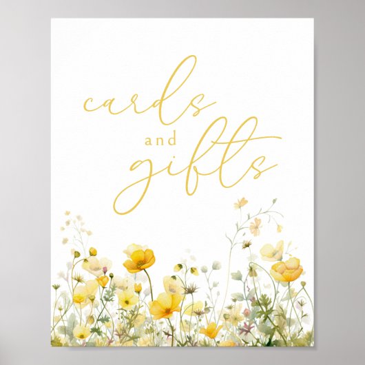 Gele Baby in Bloom Wildflower Kaarten & Cadeaubord Poster (Voorkant)