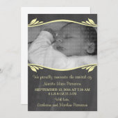 Gele Baby van Elegant Chalkboard Aankondiging (Voorkant / Achterkant)