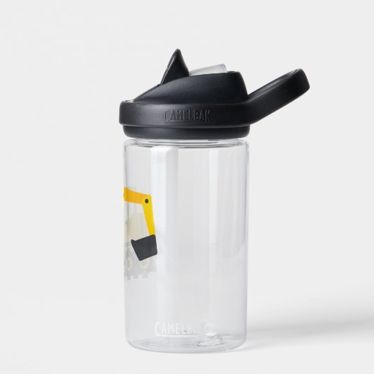 Gele Backhoe Graafmachine Constructie Kind Waterfles (Links)