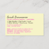 Gele bakkerijkdarm visitekaartje (Achterkant)