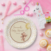 Gele ballon Teddy Bear Baby shower Papier Bord (Feest)