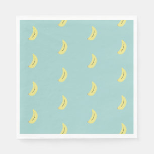 Gele banaan tekening blauw patroon servet