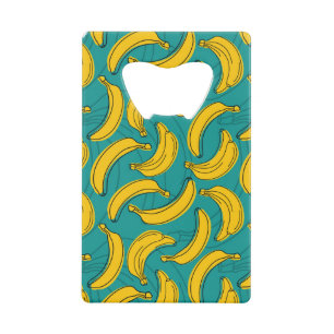 Gele banaan: zwarte omtrek kredietkaart flessenopener