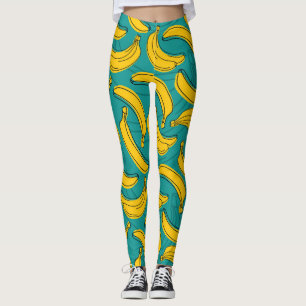 Gele banaan: zwarte omtrek leggings