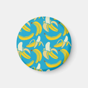 Gele bananen, blauw achtergrondpatroon magneet