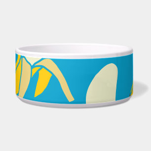 Gele bananen, blauw achtergrondpatroon voerbakje