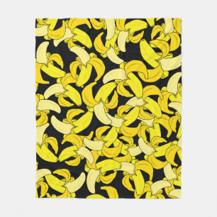 gele bananen: zwarte achtergrond fleece deken