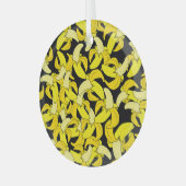  gele bananen: zwarte achtergrond glas ornament (Voorkant links)