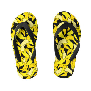 gele bananen: zwarte achtergrond kinder teenslippers