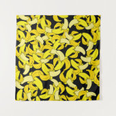 gele bananen: zwarte achtergrond wandkleed (Voorkant (horizontaal))