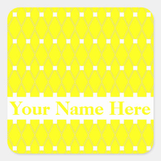 Gele bangwerkrooster met monogram vierkante sticker