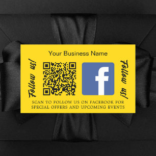 Gele bedrijfsnaam qr code Facebook Rechthoekige Sticker