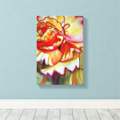 Gele Begonia waterverf originele kunst Canvas Afdruk (Insitu (Houten vloer))