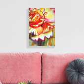 Gele Begonia waterverf originele kunst Canvas Afdruk (Insitu (Woonkamer))