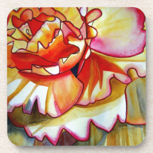 Gele Begonia waterverf originele kunst Drankjes Onderzetter