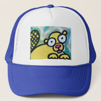 Gele bever truckerhoed trucker pet