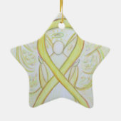 Gele bewustwording Ribbon Angel Pendant Ornament (Achterkant)