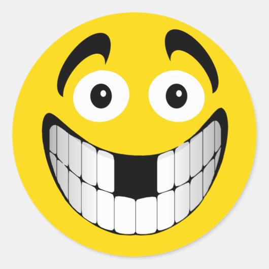 Gele Big Grin met ontbrekende Teth Ronde Sticker (Voorkant)