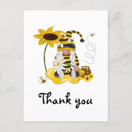 Gele Bij Kabouter Zonnebloem Bedankkaart Briefkaart
