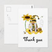 Gele Bij Kabouter Zonnebloem Dank Je Postkaart (Voorkant / Achterkant)