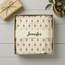 Gele Bijenkorf en Hommels Patroon Monogram Naam Tissuepapier