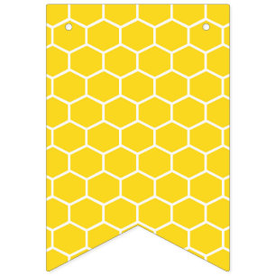 Gele Bijenkorf Geometrische Witte Lijnen Hommels Vlaggetjes