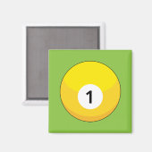 Gele biljartbal nummer één magneet (Voorkant / Achterkant)