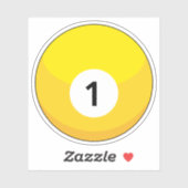 Gele biljartbal nummer één sticker (Vel)
