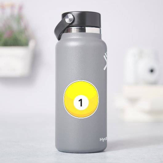 Gele biljartbal nummer één sticker (HydroFlask)