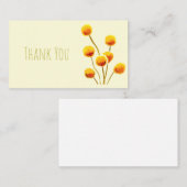 Gele Billy Button (Australische bloem) Notitiekaartje (Voorkant / Achterkant)