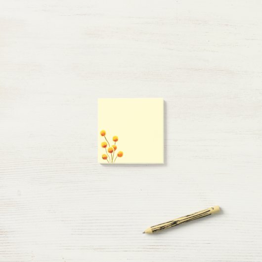 Gele Billy Button (Australische bloem) Post-it® Notes (Op bureau)