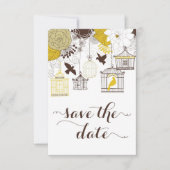Gele Birdcages Floral Save the Date (Voorkant)