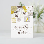 Gele Birdcages Floral Save the Date (Staand voorkant)
