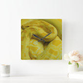 Gele Birmese Python Vierkante Klok (Huis)