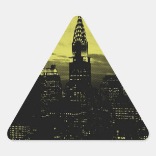 Gele Black New York City Driehoek Sticker