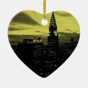 Gele Black New York City Keramisch Ornament