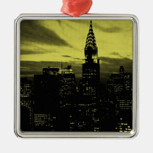 Gele Black New York City Metalen Ornament