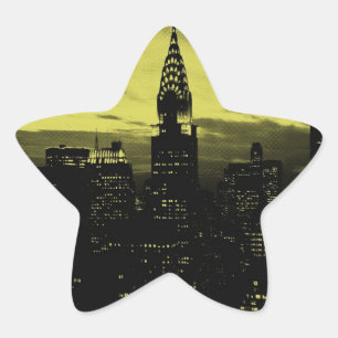 Gele Black New York City Ster Sticker