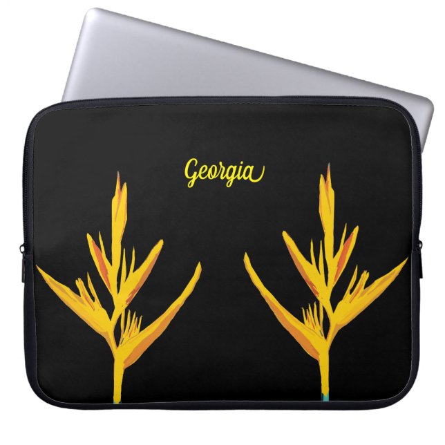 Gele bladeren laptop sleeve (Voorkant)